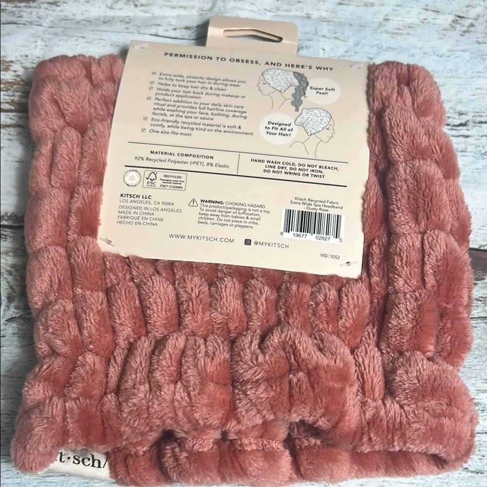 Kitsch Recycled Fabric Spa Headband in Dusty Rose